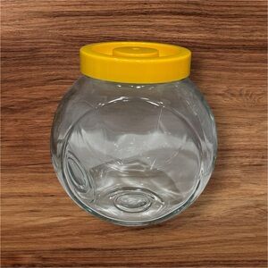 Vintage Bormioli Rocco Glass Jar with Yellow Lid